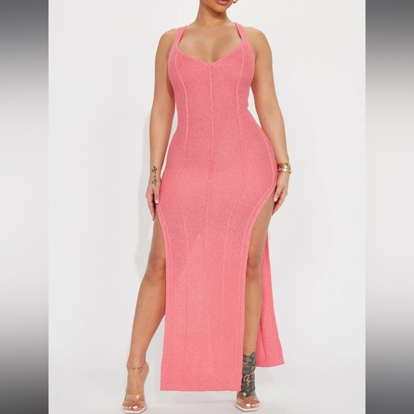 NEW Tie Back Detail Side Split Maxi Dress - Picture 2 of 4